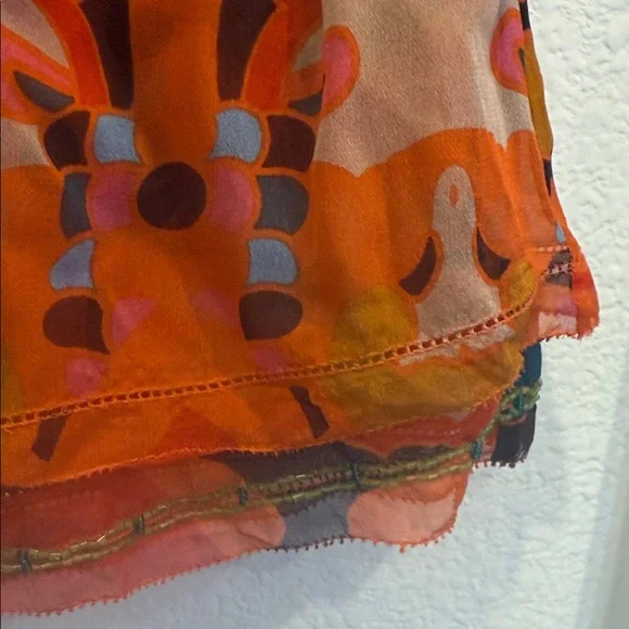 Diane Von Furstenberg Vibrant Orange Floral Blouse - Picture 4 of 5